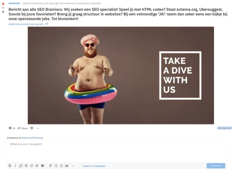 Screenshot advertentie op Reddit