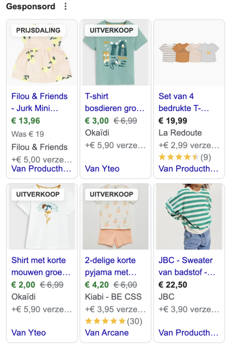 Google Shopping Ad Kinderkleding