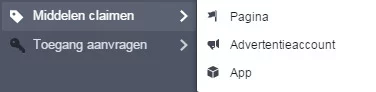 screenshot middelen claimen bij het aanmaken van facebook business manager account