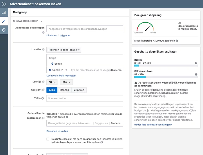 screenshot advertentieset facebook