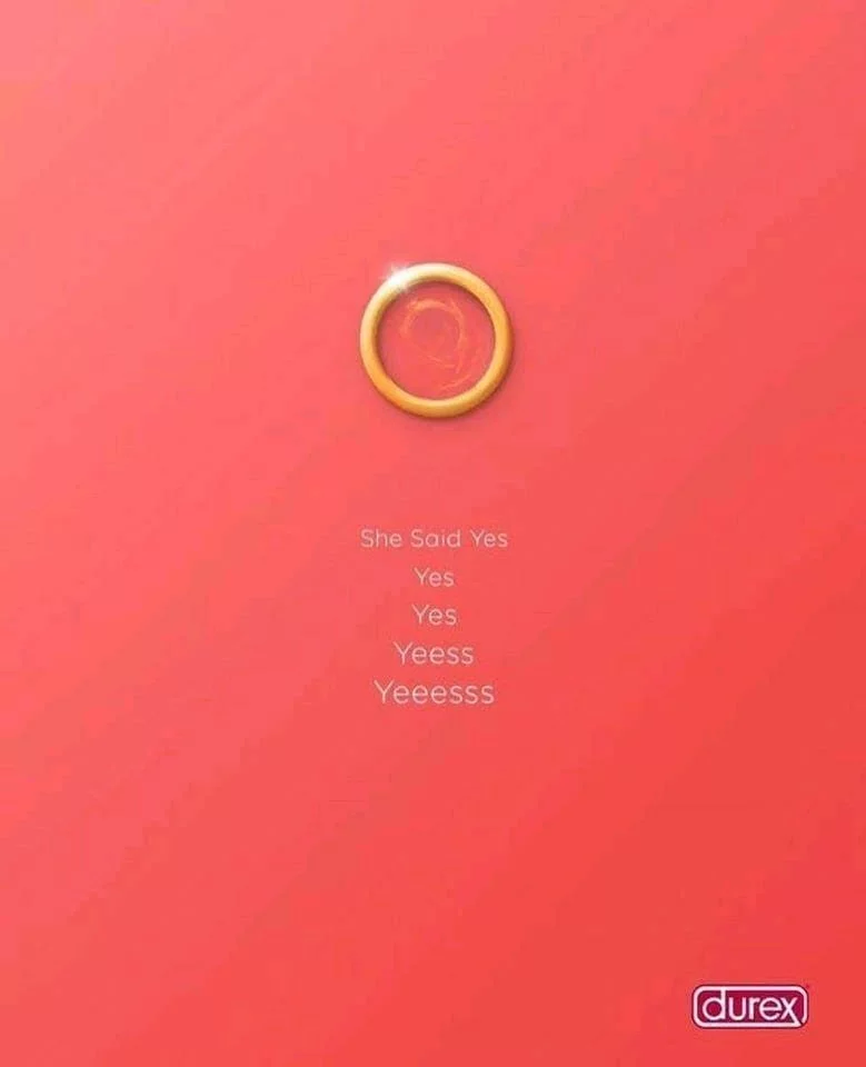advertentie Durex met humor over een huwelijksaanzoek